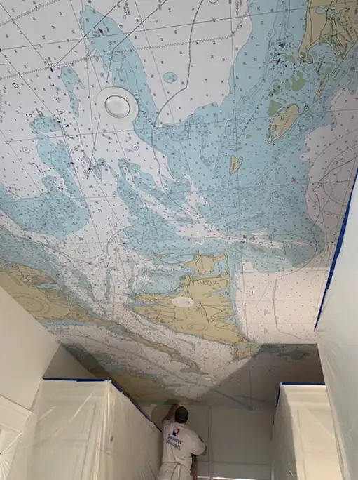 Lake Michigan ocean map mural
