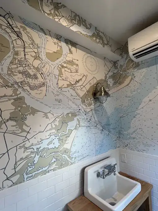 casco bay nautical map wallpaper