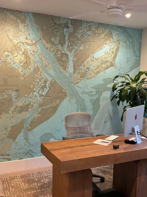 nautical map wall mural
